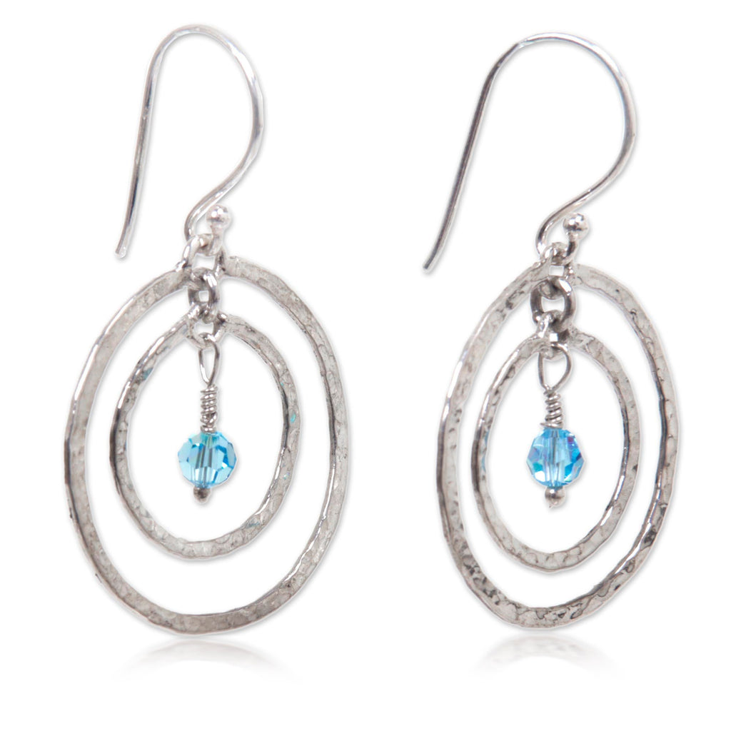 Sterling Silver Dangle Earrings - Blue Halo
