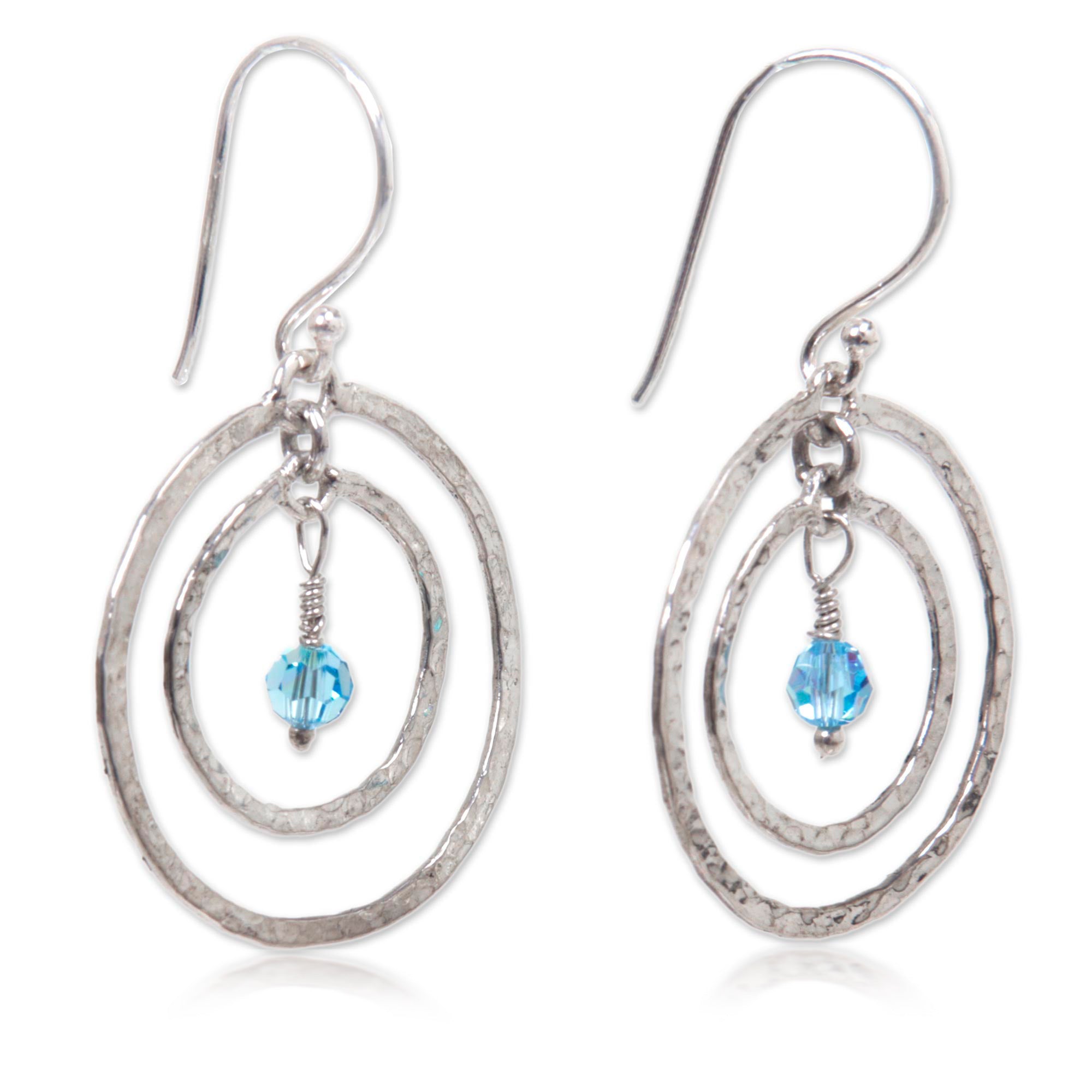 Sterling Silver Dangle Earrings - Blue Halo