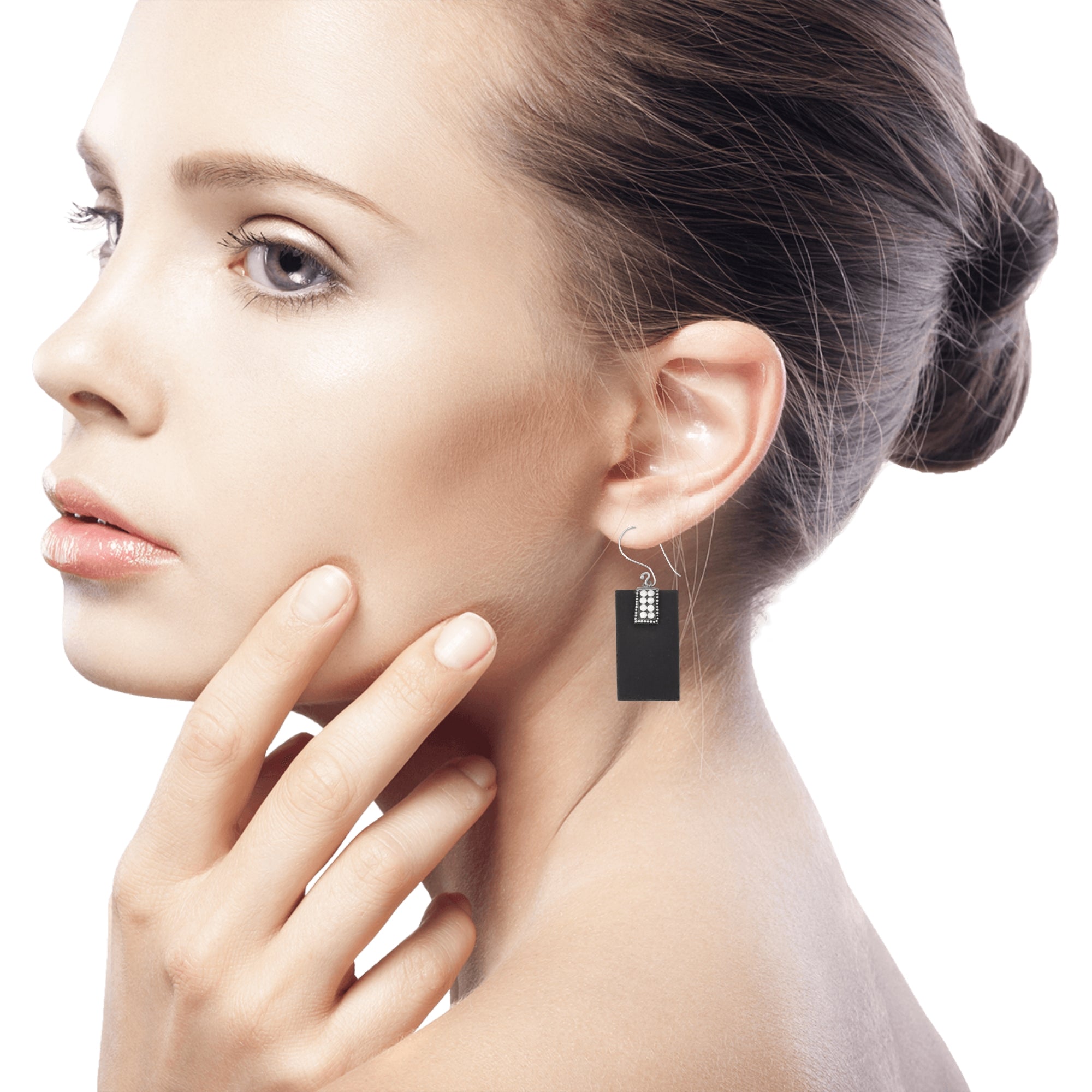 Indonesian Lava Stone and Sterling Silver Handmade Earrings - Sukawati Dominoes