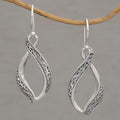 Hand Crafted Sterling Silver Scroll Work Dangle Earrings - Wind Dance