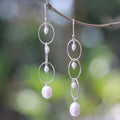 Cultured Pearl Dangle Earrings from Bali - Glowing Twist