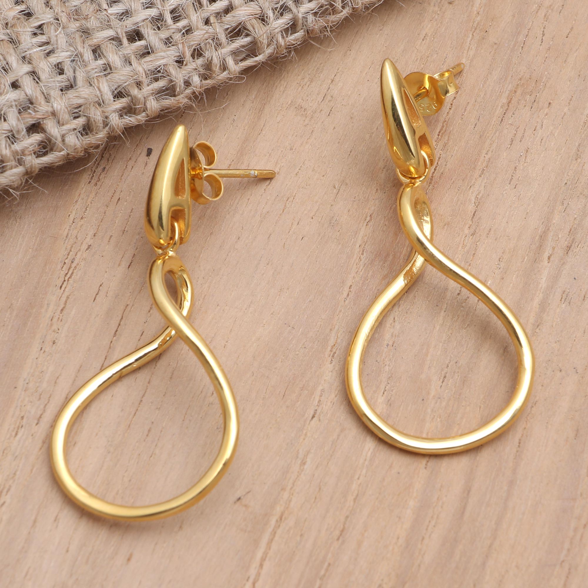 Gold-Plated Brass Dangle Earrings - Bring My Love
