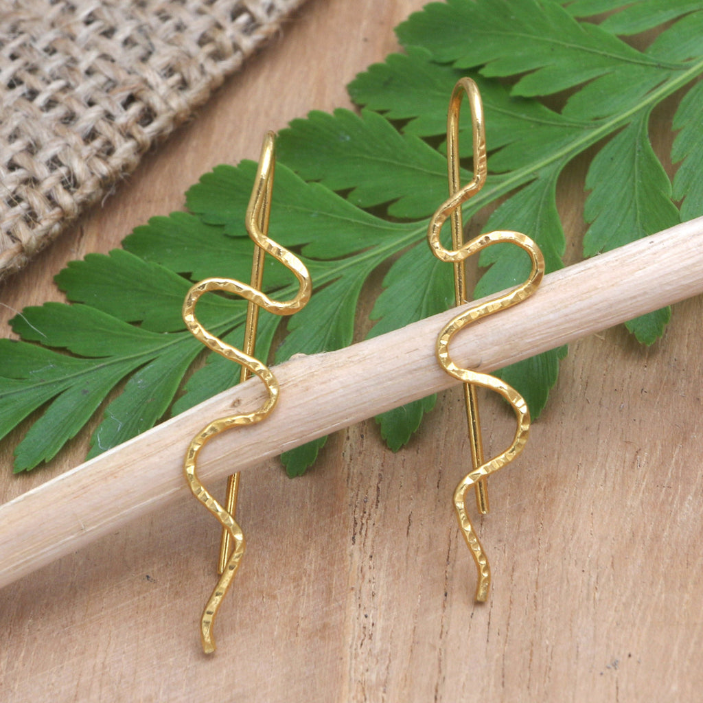 18k Gold-plated Hand-crafted Drop Earrings from Indonesia - Beautiful Movement