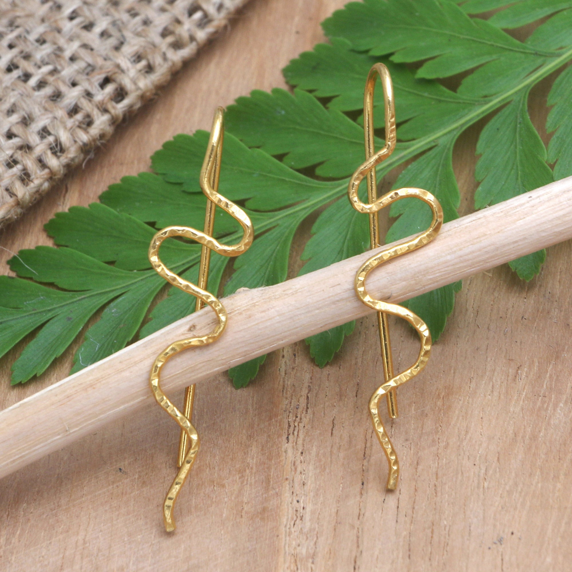 18k Gold-plated Hand-crafted Drop Earrings from Indonesia - Beautiful Movement